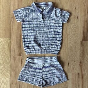 Misha & Puff 100% Pima cotton knitted shorts set, violet purple melange sz 3-4yr